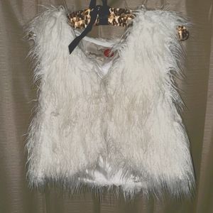 White Fuzzy Crop Vest